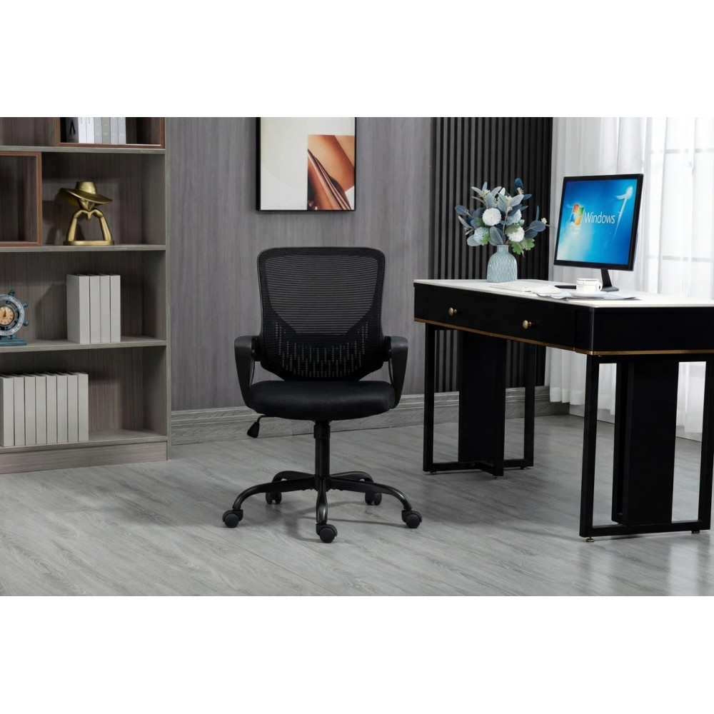 SEDIA DA UFFICIO ACTIVEJET YK507 ergonomica, girevole, in rete nera, con braccioli, regolabile in altezza