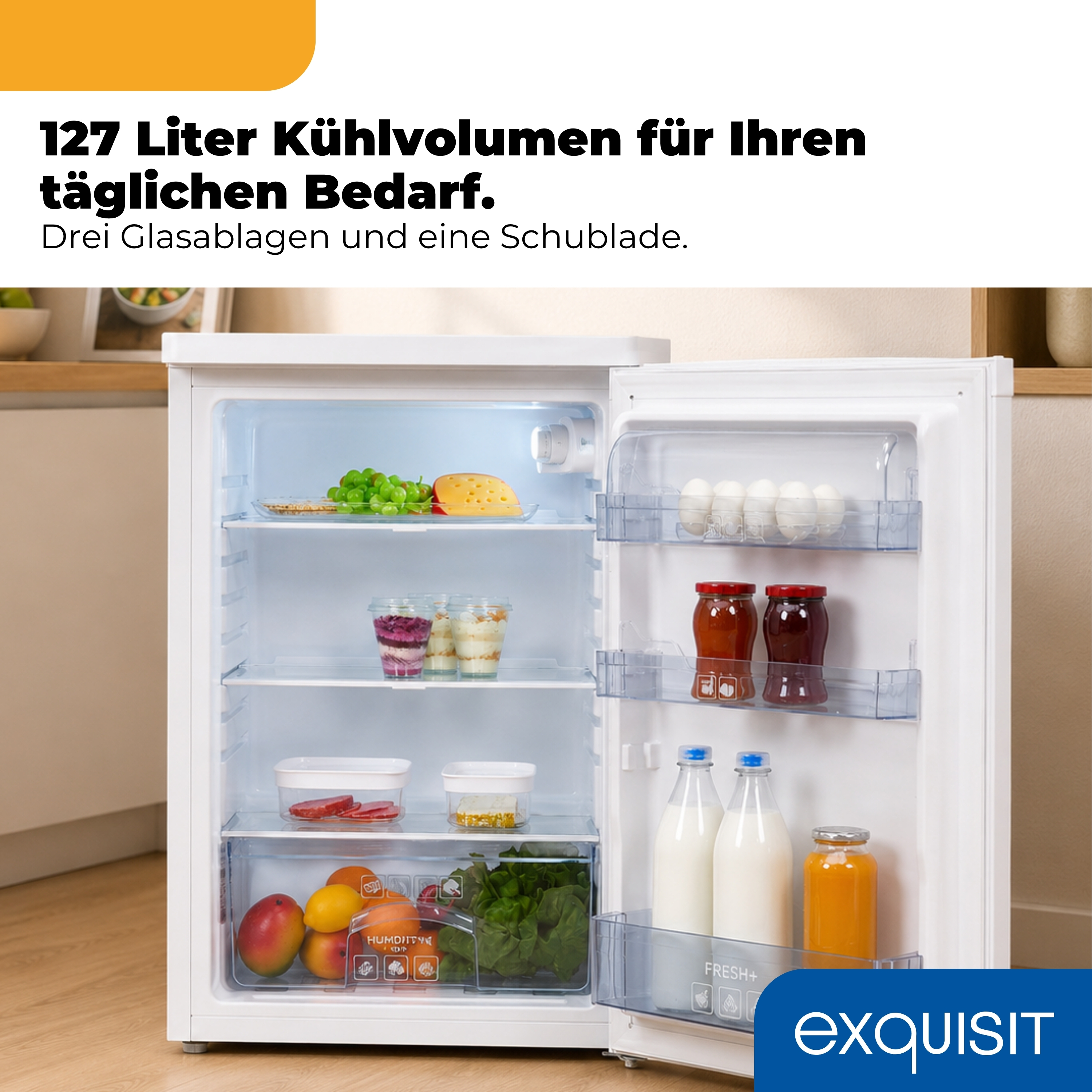 EXQUISIT KS516-V-040E bianco Frigorifero (E, 855 mm alta, bianco)