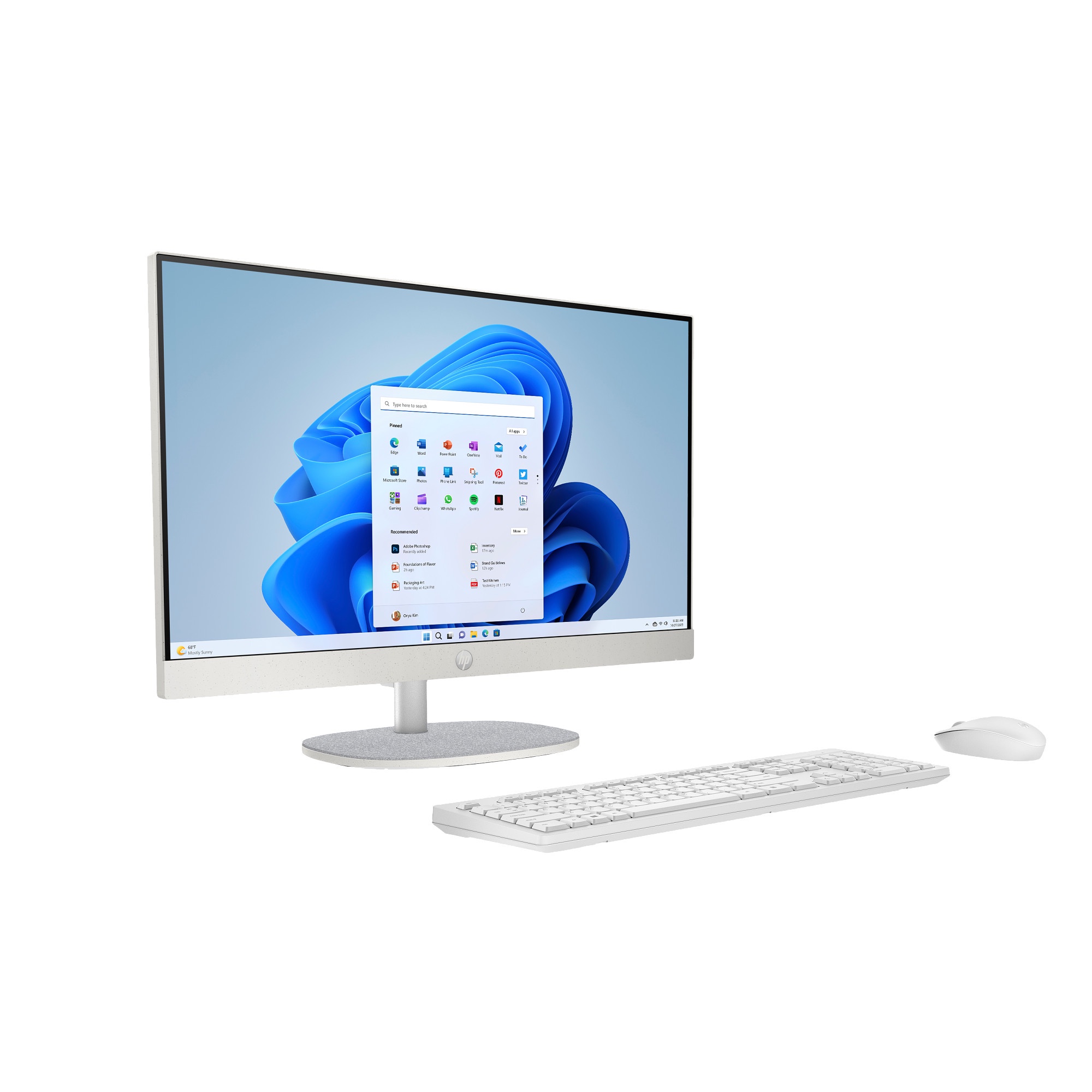HP AIO 27-CR0105NS AIO, 27 ", Intel® Intel Core i5-1334U, RAM 8 GB, 512 GB SSD, Bianco, Grigio chiaro, Touchscreen, Windows 11 Home