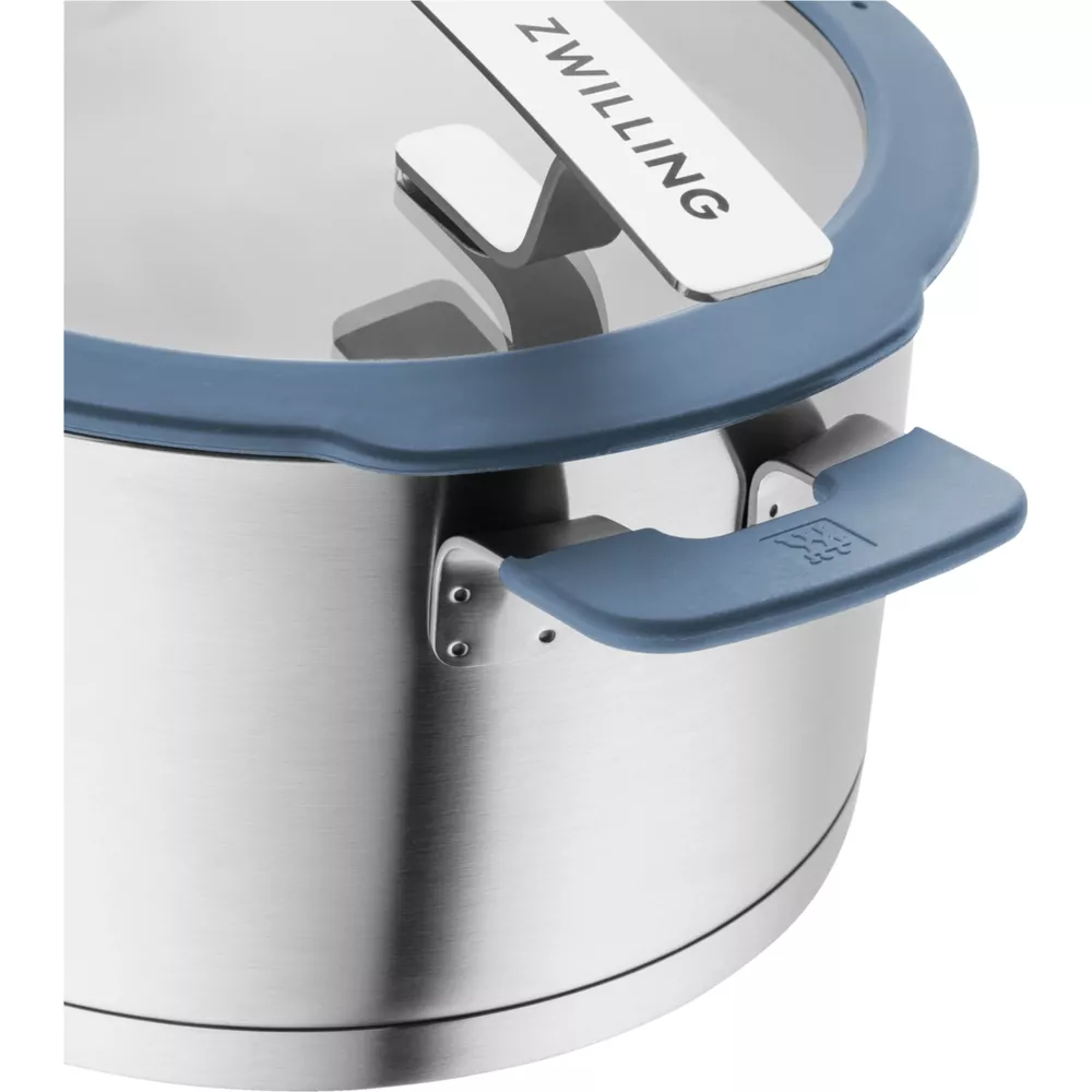 Batería de cocina - ZWILLING Set de Ollas Simplify Azul Paloma, 6 l, Acero inoxidable, silicona, vidrio, Azul paloma