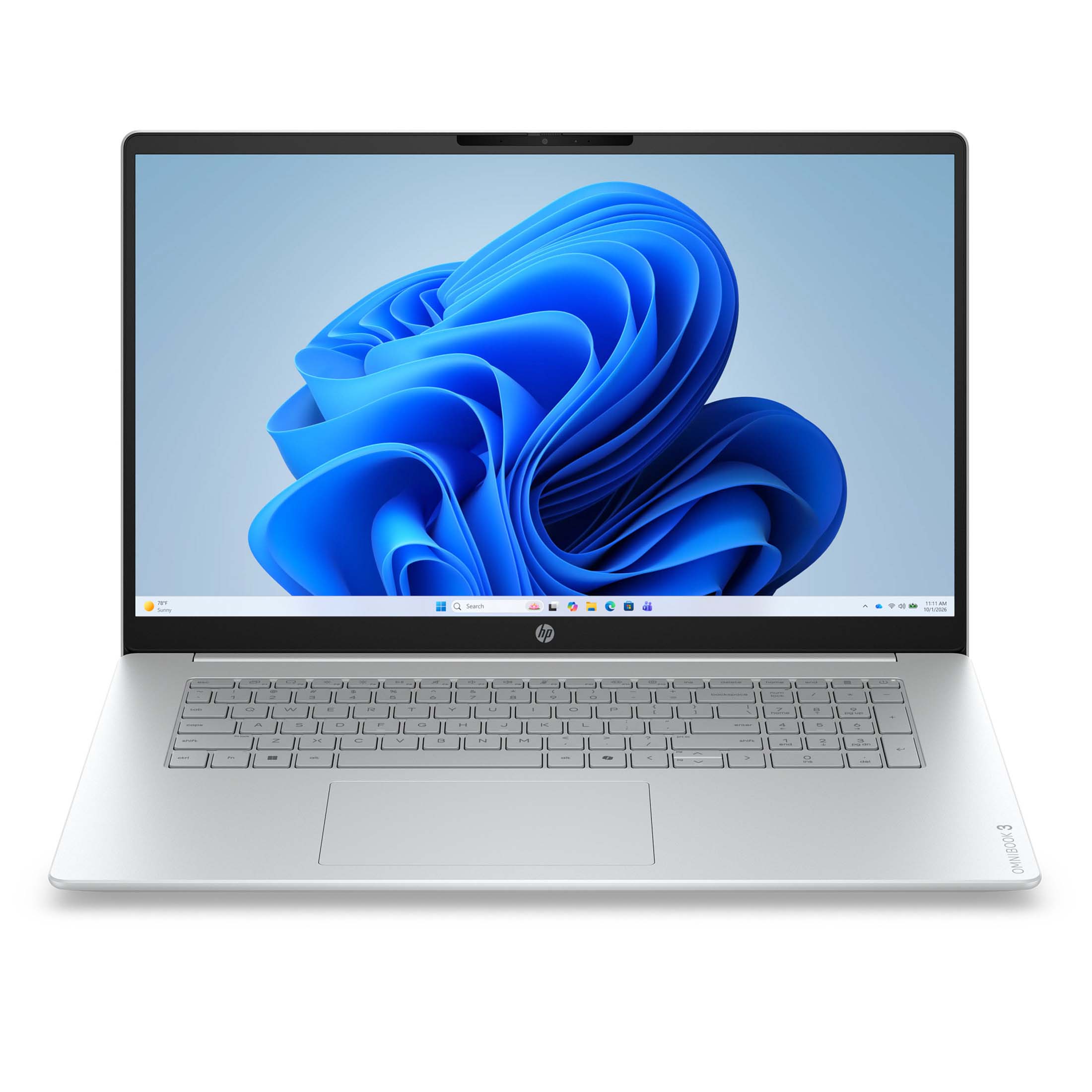 HP OmniBook 3, Ordinateur portable mit 17.3 " Display, QWERTZ - Allemand, Non Rétroéclairé, Pavé Numérique, Intel® Core™ 3 Prozessor, 96 GB RAM, 1 TB SSD, Argent Glacier