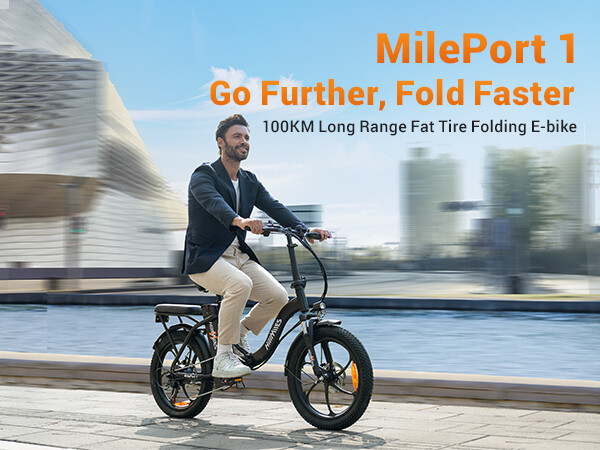 Bicicletta pieghevole HILLMILES MilePort 1 468 Wh, Nero