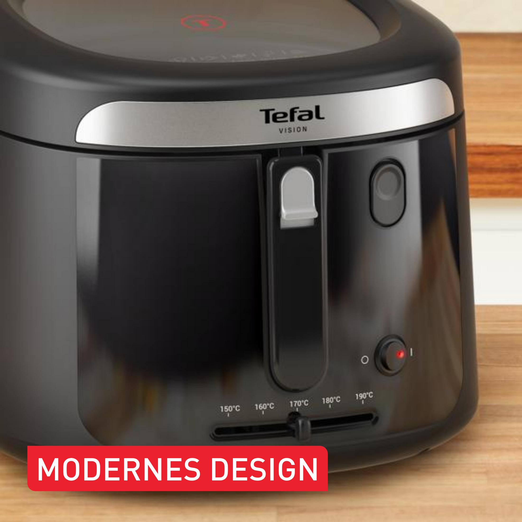 TEFAL Vision FF2528E0, 2.1 l FRIGGITRICE, capacità 1,2 kg, Max potenza 1900 W, da 150 °C a 190 °C, Nero, Argento