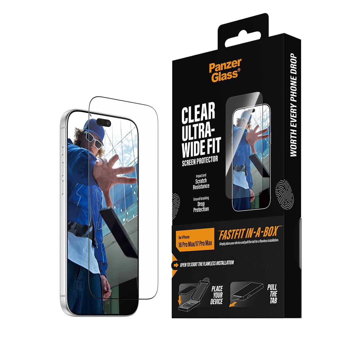 PELLICOLA PROTETTIVA PANZERGLASS Fast Fit Clear, per Apple iPhone 17 Pro Max, iPhone 18 Pro Max per iPhone 17 Pro Max, iPhone 18 Pro Max
