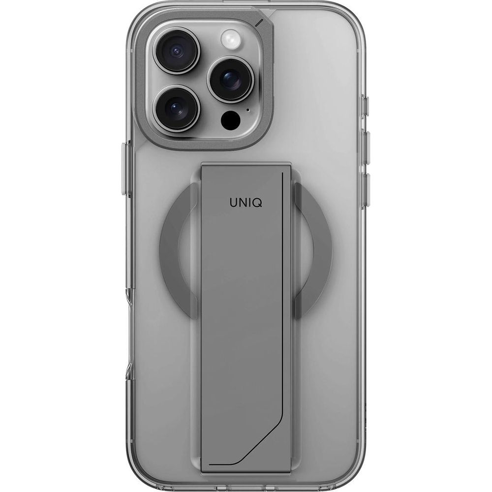 UNIQ iPhone 16 Pro Max Uyumlu Heldro Max Magsafe Standlı Kapak Telefon Kılıfı Titan Gri