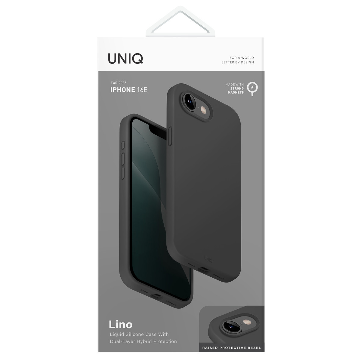 UNIQ iPhone 16E Uyumlu Lino Hybrid Magsafe Kapak Telefon Kılıfı Füme