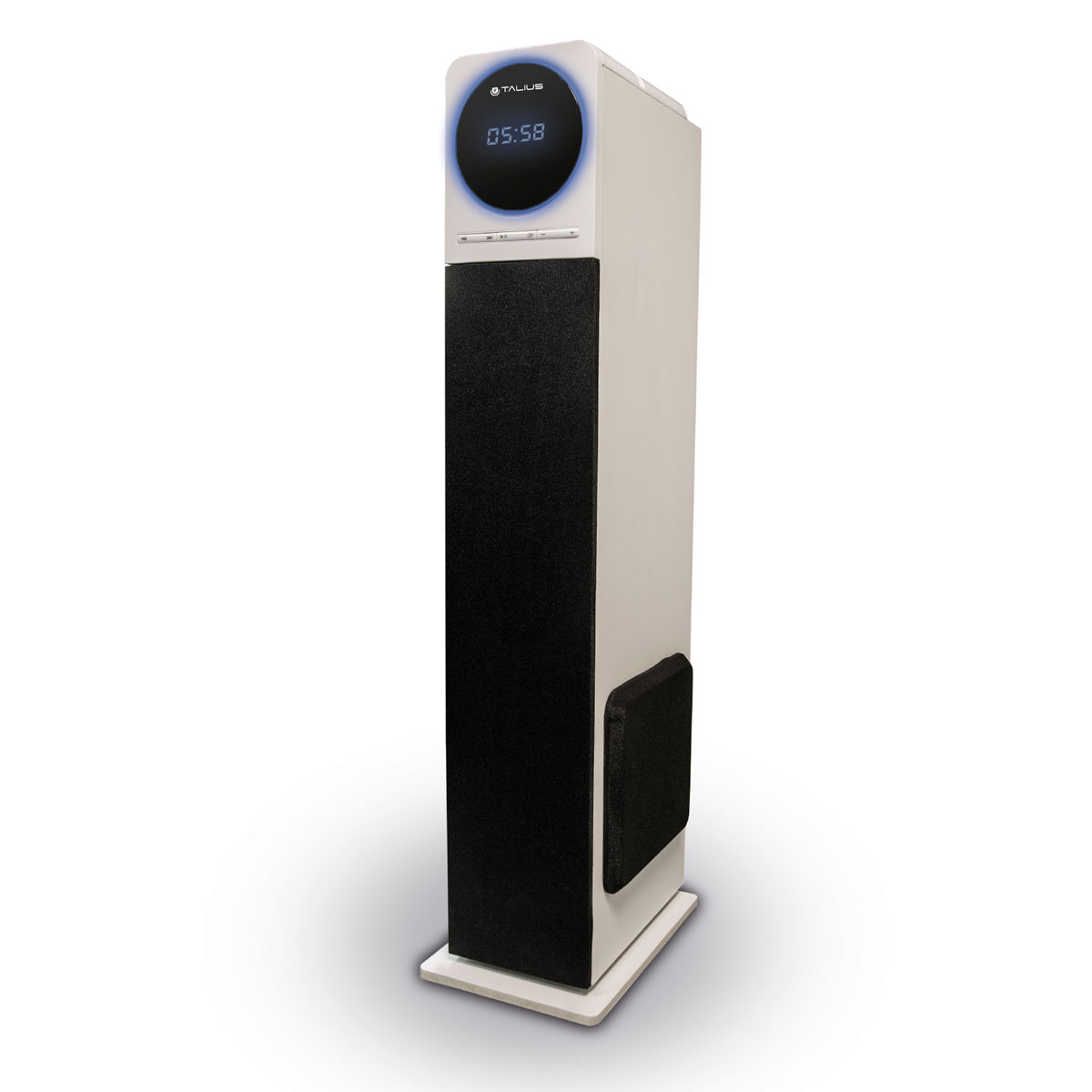 Altavoz Torre Talius nina bluetooth entrada usb sd 60w slot sintonizador fm de sonido negro blanco 60 radio y mando