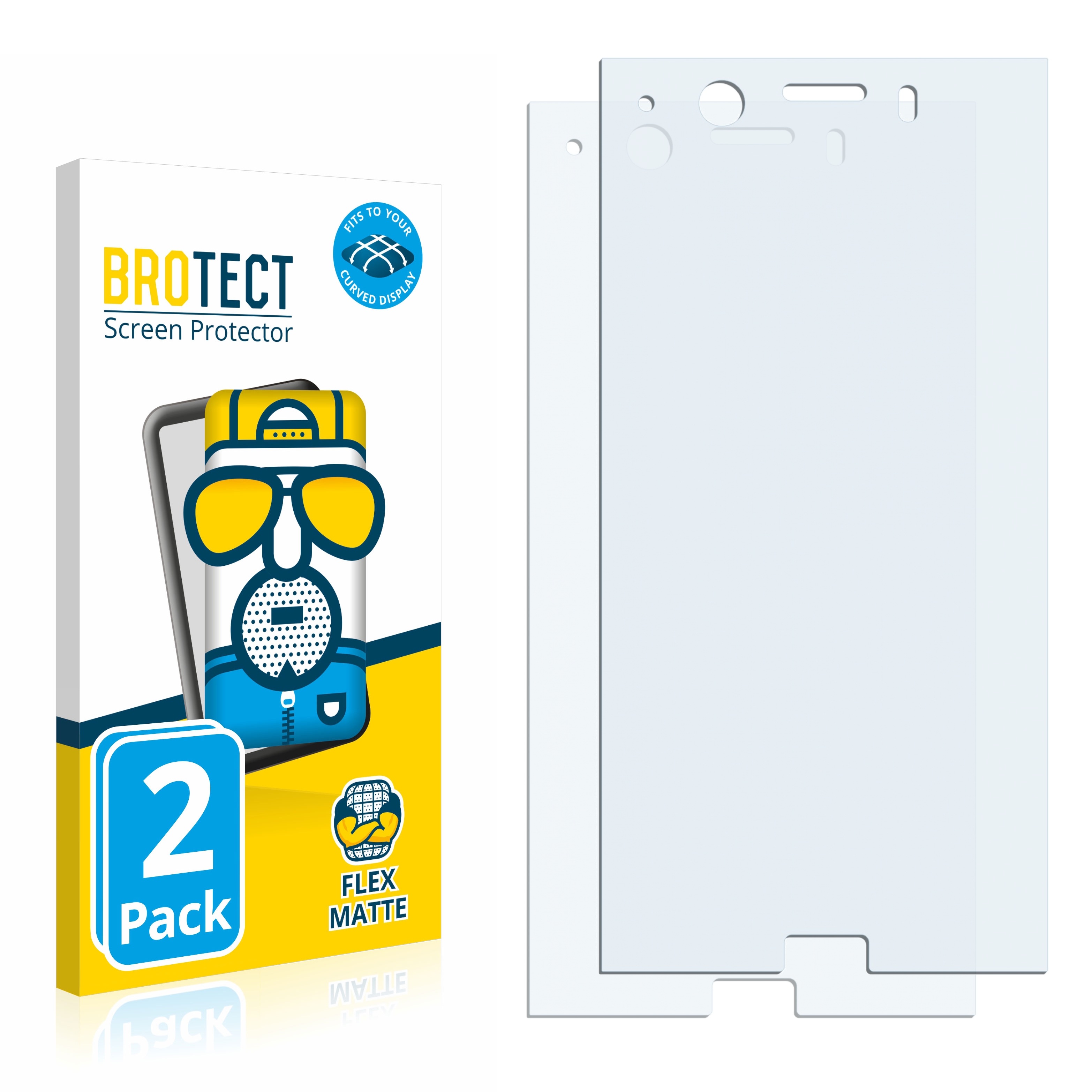 BROTECT 2x Flex matt Full-Cover 3D Cuverd Schutzfolie(für Sony Xperia XZ1 Compact)