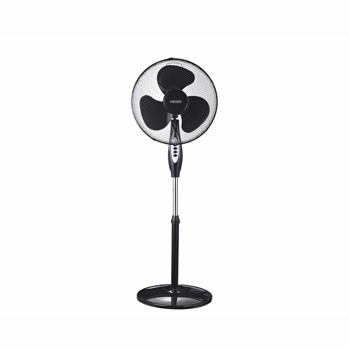 Ventilador De Pie haeger round wind negro hæger con motor 100 cobre y 3 velocidades base redonda color 45 40 45w