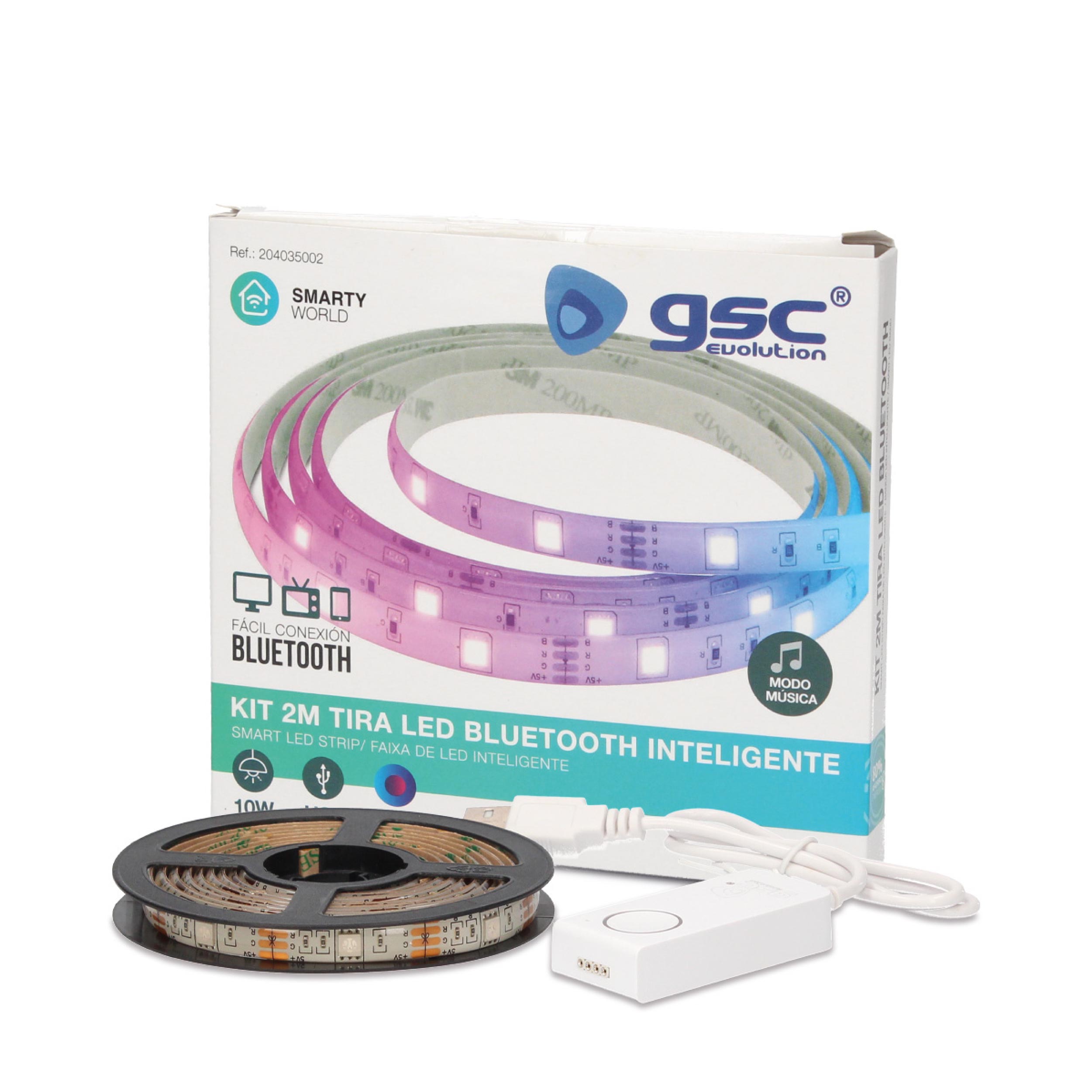 Tira Led Inteligente gsc rgb regulable 204035002 kit 2m de por bluetooth 5wm ip44