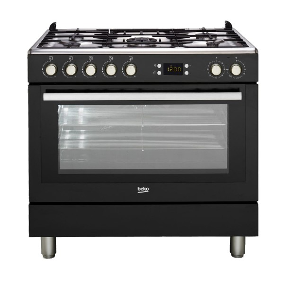 Cocina de gas - BEKO GM15310DB, 112 l, 85 cm, Negro