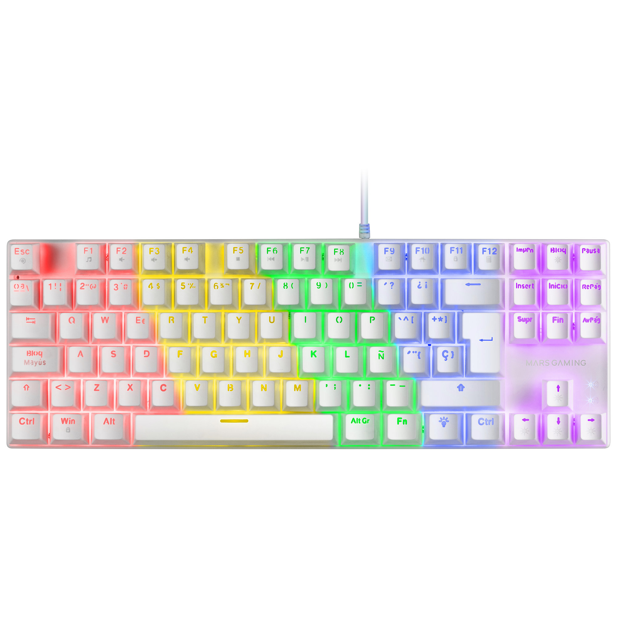 Teclado Frgb Mars gaming mk80 blanco switch azul idioma español mecanico antidust blue mk80wbes