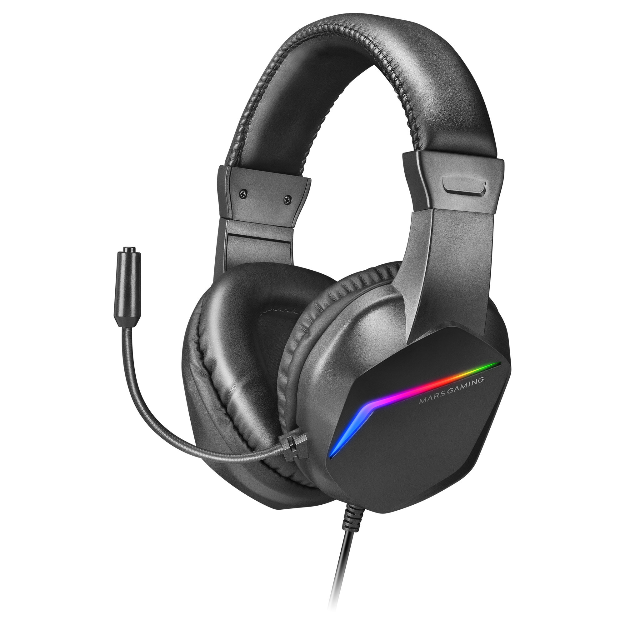 Mars Gaming Mh122 negro cascos frgb over ear con sonido hifi cancelación de ultraligeros ps4 ps5 xbox switch tablet windows mac auriculares rainbow auricualres supraaurales