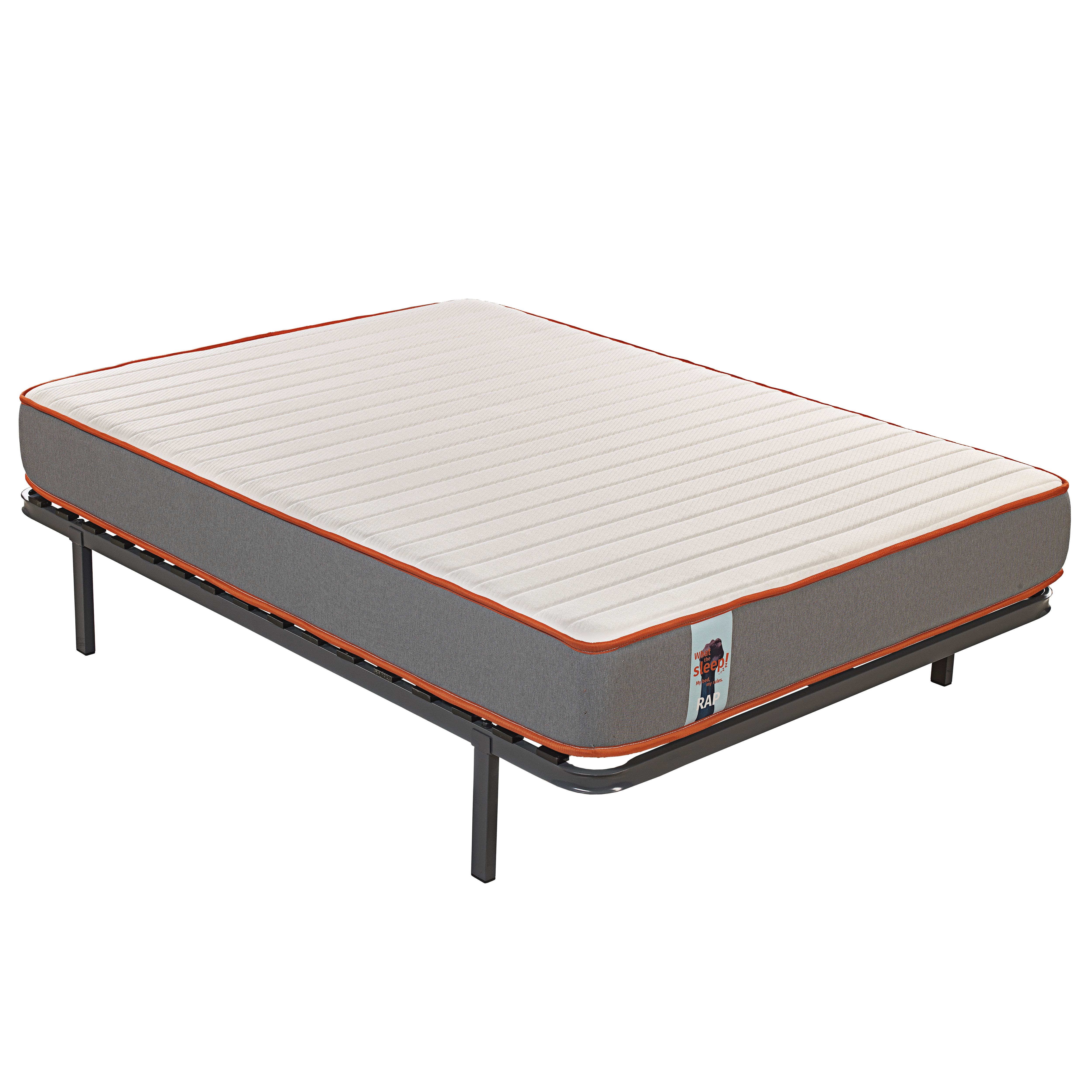 Somier - Pack colchón Rap y somier 16 láminas 90x190 WHAT THE SLEEP, Pack colchón sostenible HR con visco Rap y somier Reforzado 16 láminas Madera, Entrega, Montaje en Domicilio y Retirada de Usado incluida, 3 años garantía, Blanco