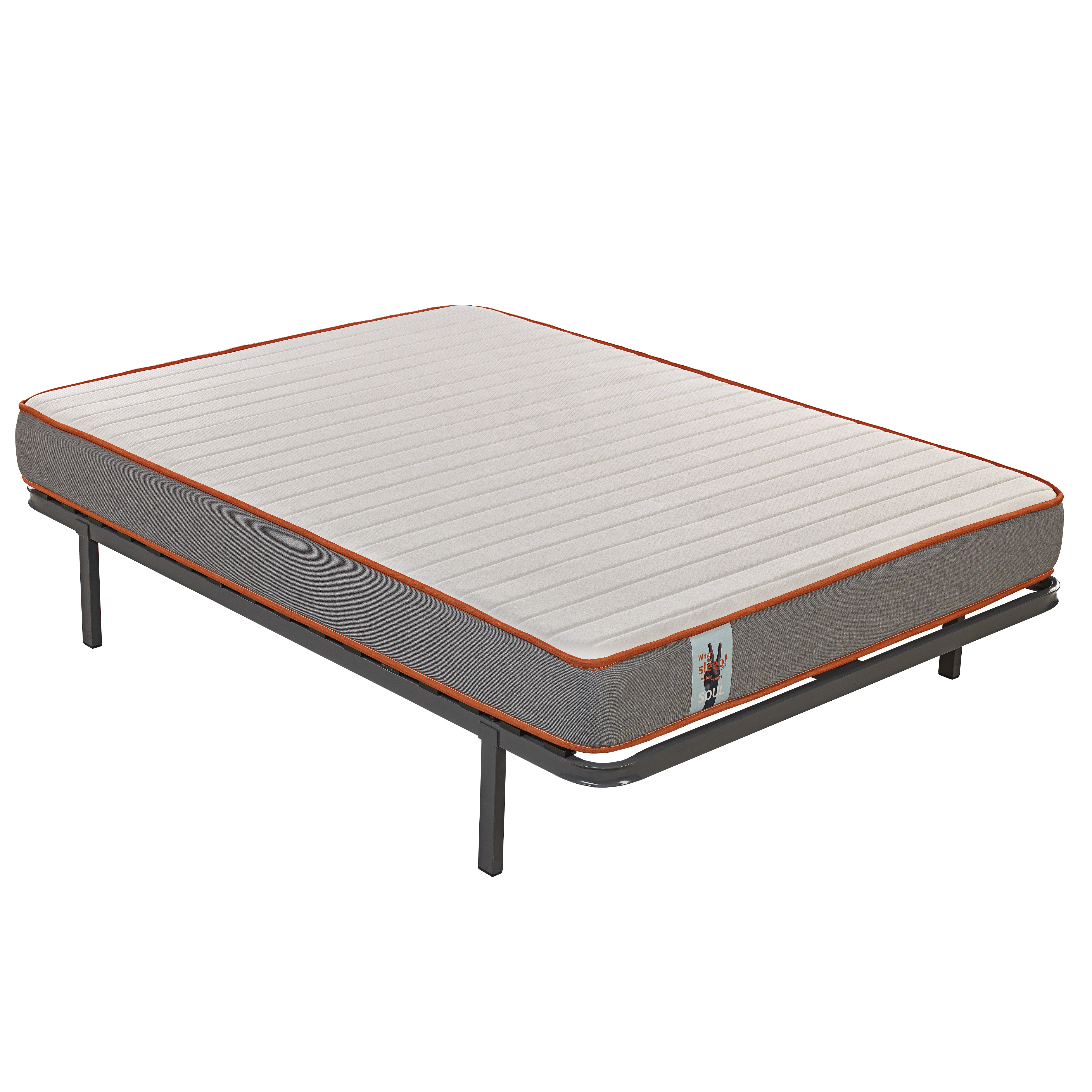 Somier - Pack colchón Soul y somier 16 láminas 90x190 WHAT THE SLEEP, Pack colchón sostenible HR con visco Soul y somier Reforzado 16 láminas Madera, Entrega, Montaje en Domicilio y Retirada de Usado incluida, 3 años garantía, Blanco