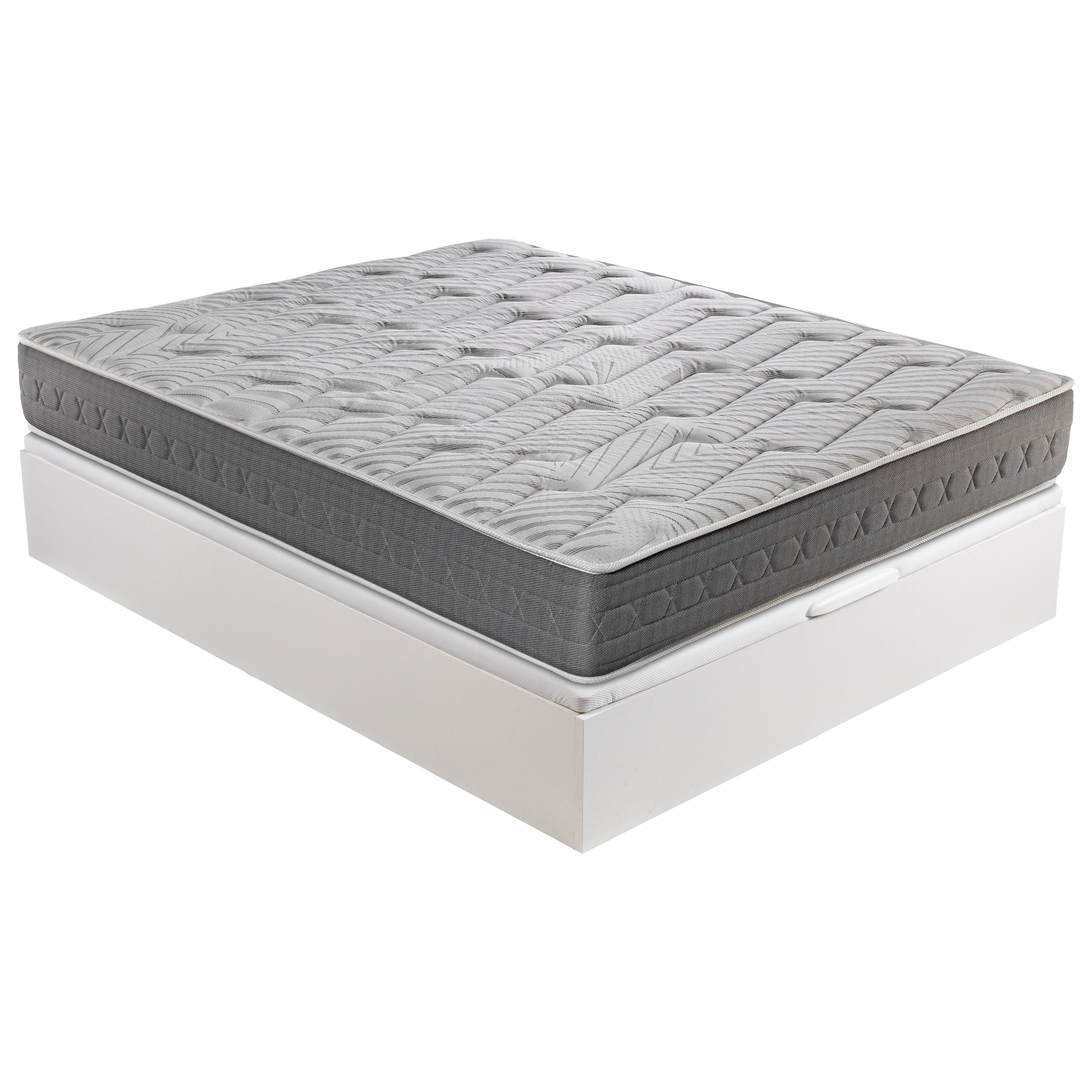 Somier - Pack colchón Ceramic Plus y canapé blanco 90x190 ROYAL SLEEP, Pack Montaje y Retirada de Usado Incluido, colchón viscoelástico Ceramic Plus y canapé abatible Gran Capacidad Blanco Madera, 3 años garantía, Blanco