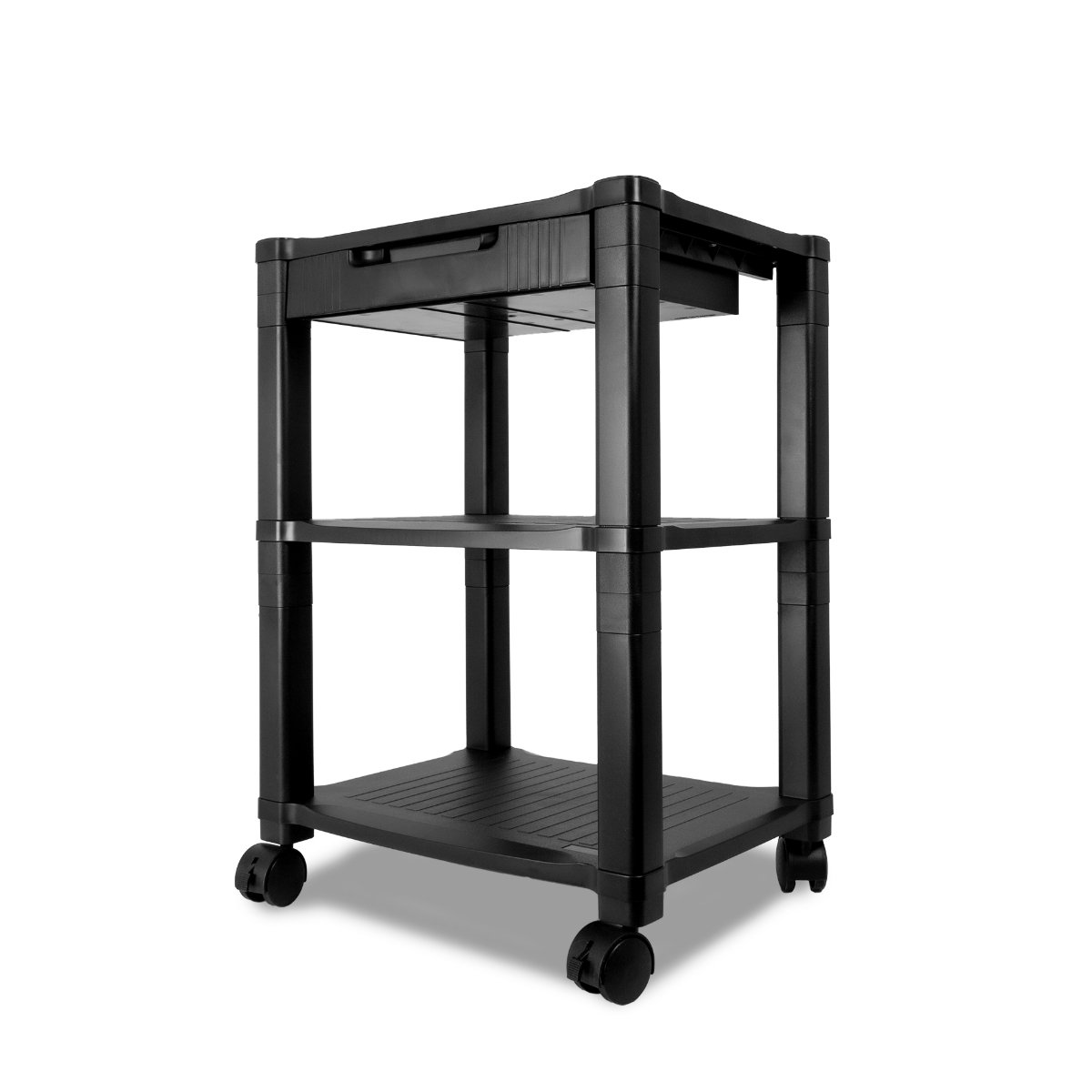 Phoenix Mesa Auxiliar para impresora 3 niveles con ruedas montaje modular color negro
