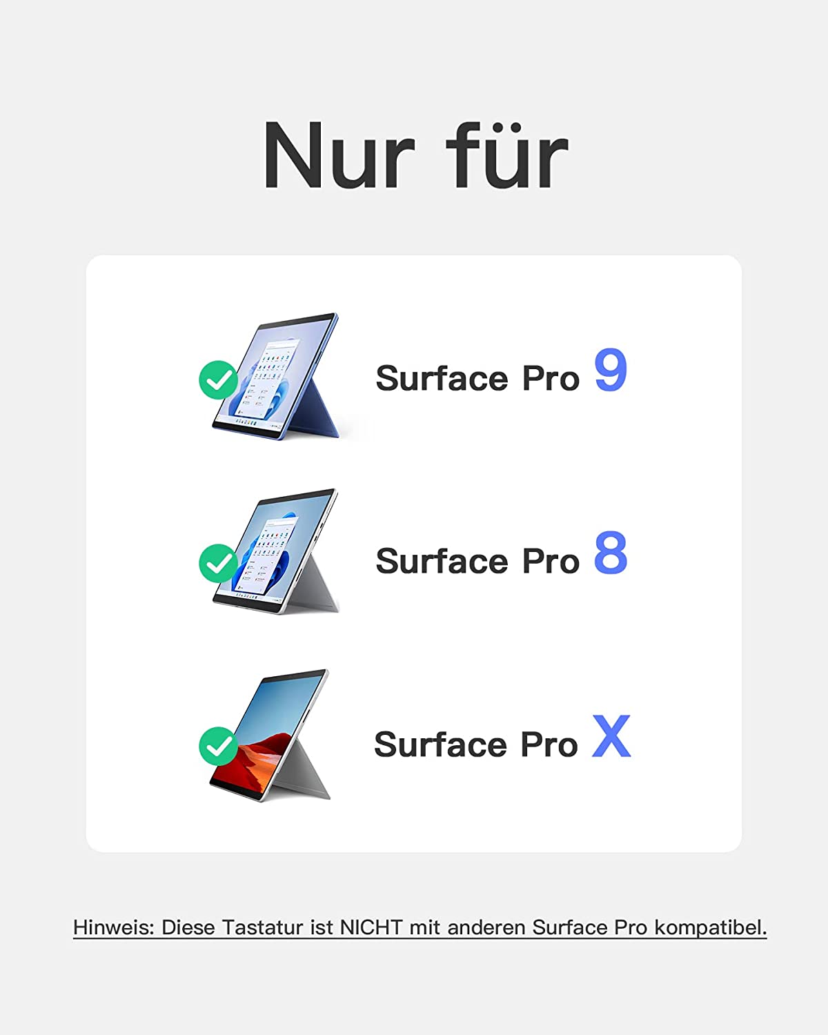 INATECK Tastatur für Surface Pro 8/9/X mit 7Farbiger