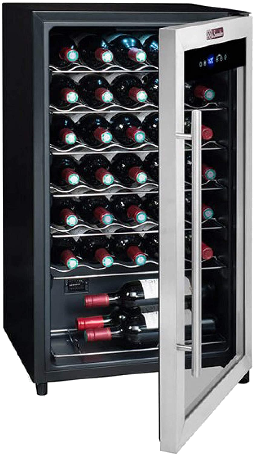 Vinoteca - La Sommeliere LS34A, 90 W, 34 botellas, 50 litros, Iluminación LED, Táctil, Negro