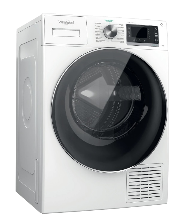 Secadora - Whirlpool W6 D94WR SPT, Bomba de calor, Independiente, 9 kg, 22 programas, Blanco