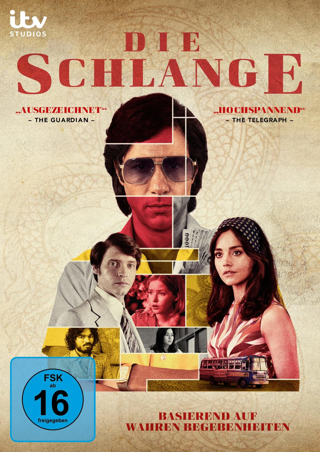 DVD-Cover mit Männergesicht, Text 'DIE SCHLANGE' und mehreren Bildern.