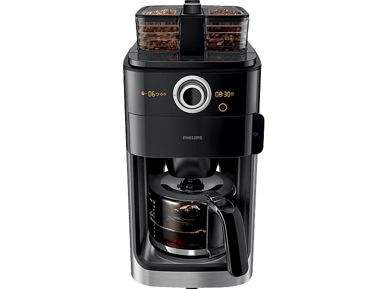 Kaffeemaschine PHILIPS HD7769/00 Grind Glaskanne, Schwarz/Metall Liter, Watt, & Kaffeemaschine MediaMarkt 1000 1,2 | mit Brew
