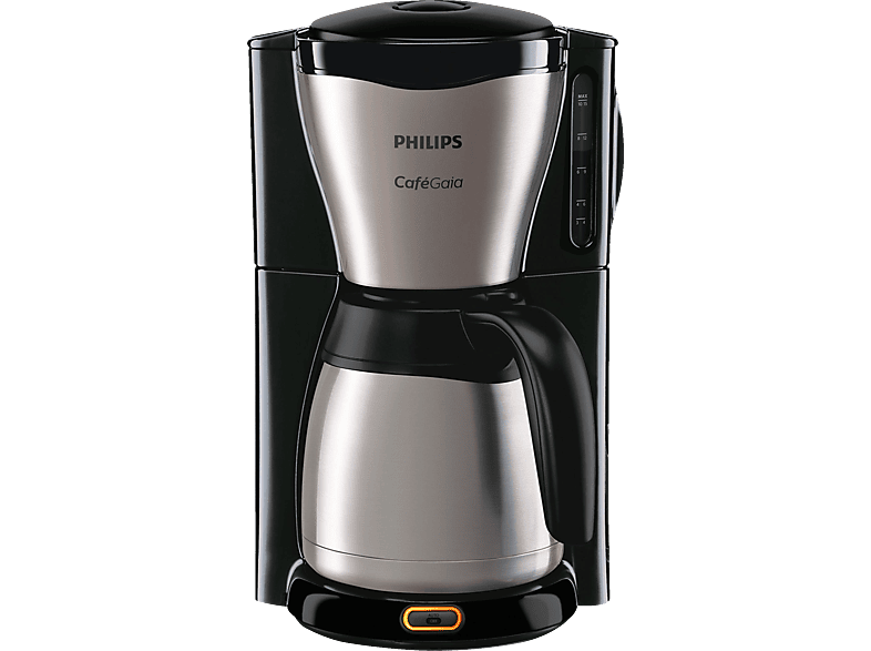 PHILIPS HD7546/20 Café Gaia mit Thermokanne aus Edelstahl, 1,2 Liter, 1000 Watt, Kaffeemaschine Schwarz/Silber