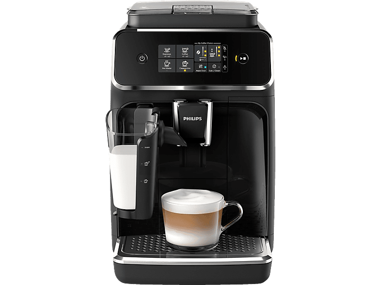 Kaffeevollautomat PHILIPS EP2231/40 Serie 2200 MediaMarkt Keramikmahlwerk Kaffeevollautomat 3 Matt-Schwarz/Klavierlack-Schwarz | Kaffeespezialitäten LatteGo