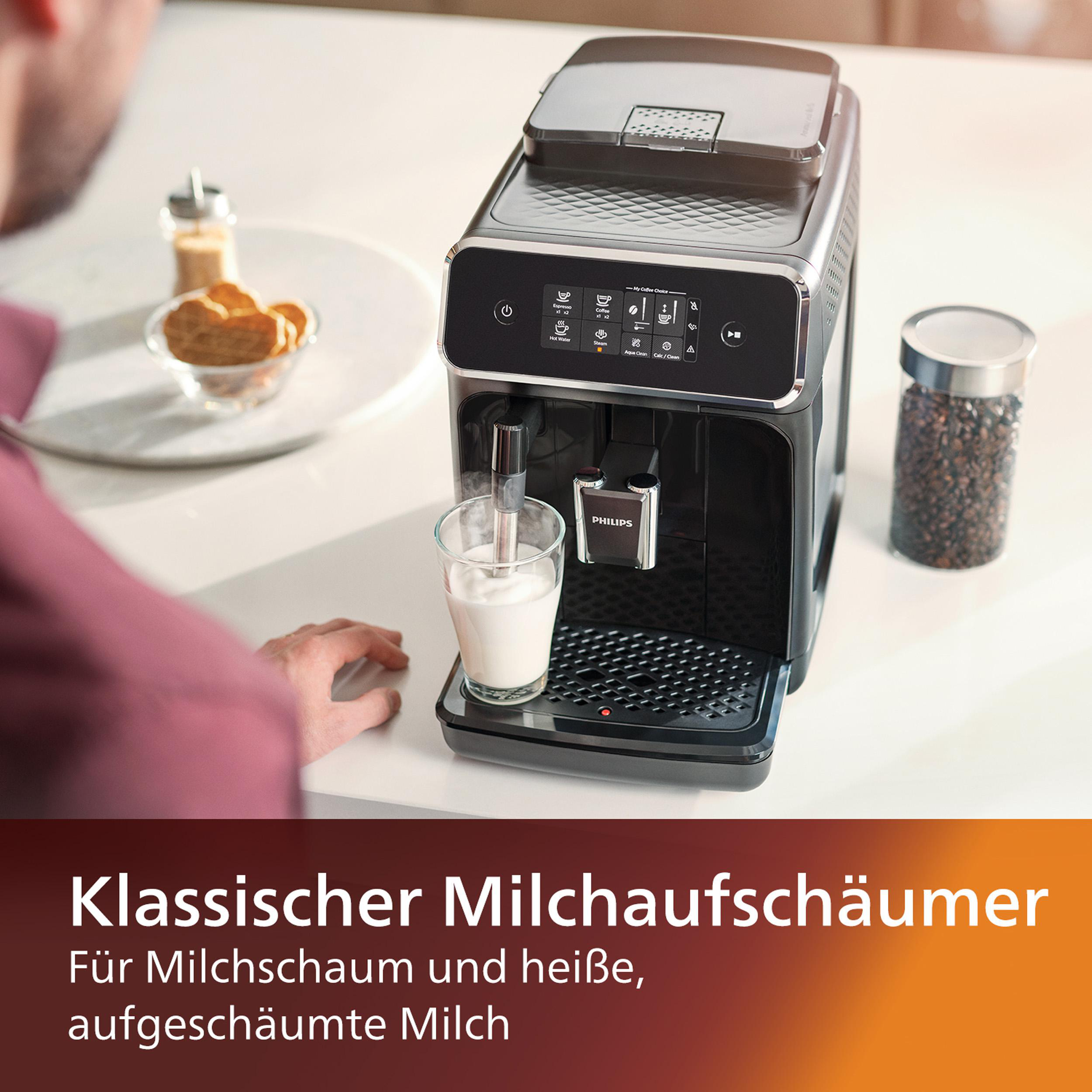 PHILIPS Mattschwarz Kaffeespezialitäten Serie 2 Kaffeevollautomat EP2220/40 2200