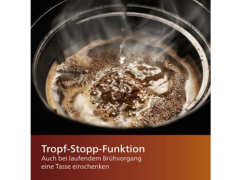 PHILIPS HD7546/20 Café Gaia mit Thermokanne aus Edelstahl, 1,2 Liter, 1000 Watt, Kaffeemaschine Schwarz/Silber