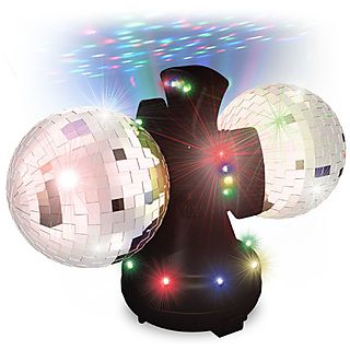 PATRYFUNLIGHTS Disco-Lampe mit 2 rotierenden Spiegelkugeln und farbigem Lichteffekt