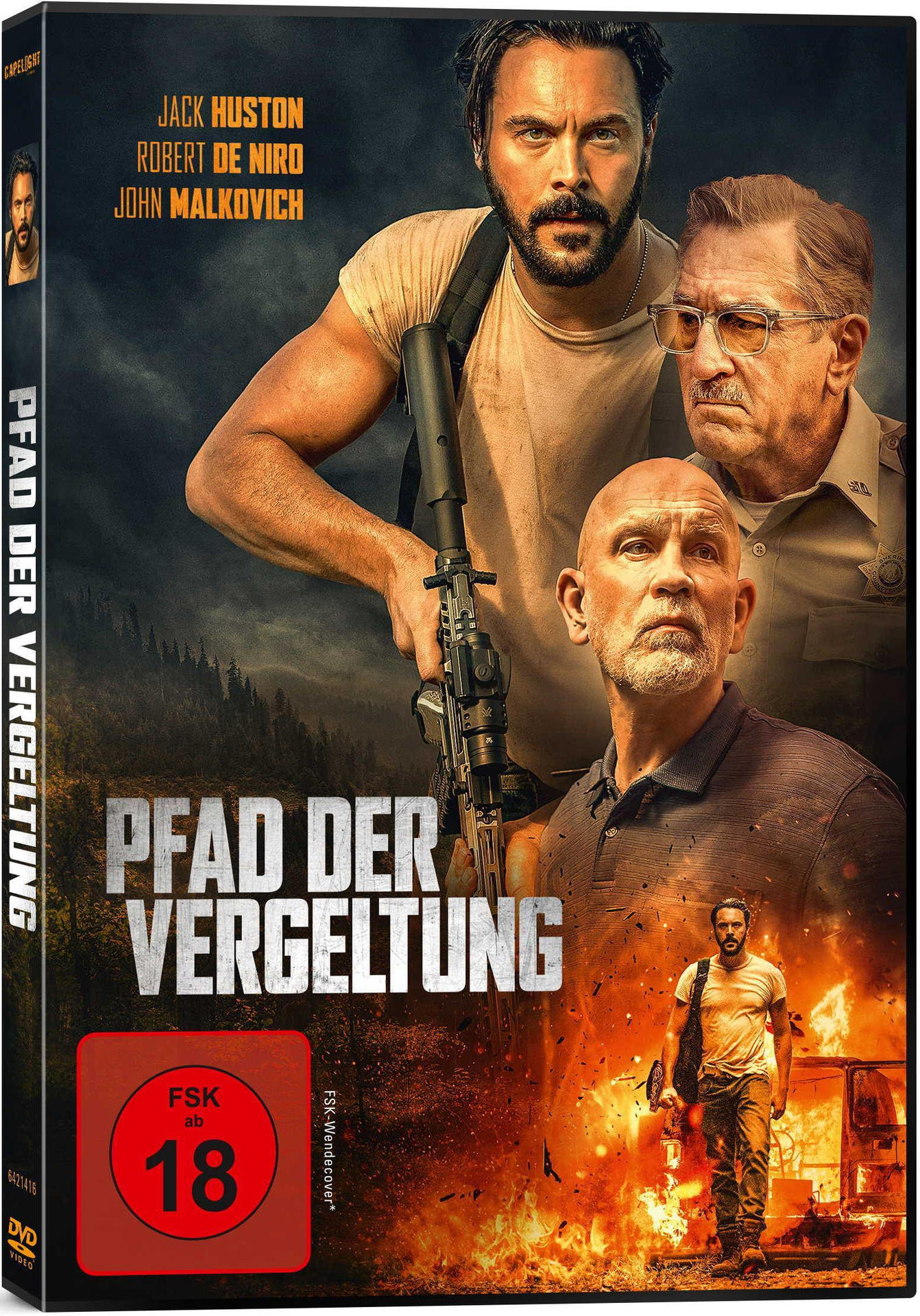 DVD-Hülle eines Films mit den Schauspielern Jack Huston, Robert De Niro und John Malkovich.