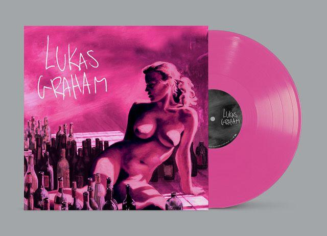Rosa Vinylplatte mit Albumcover-Kunst einer nackten Frau und dem Text 'Lukas Graham'.