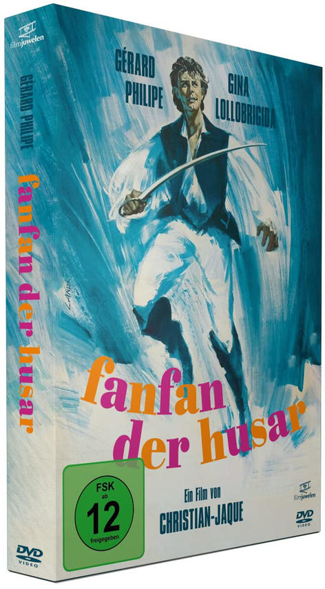 Fanfan la Tulipe DVD-Box. Filmplakat mit einem Mann mit Schwert.
