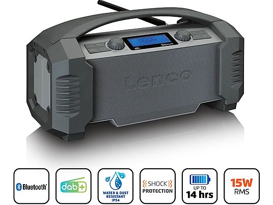 LENCO ODR-150GY - Digitalradio (DAB, DAB+, FM, Gris)