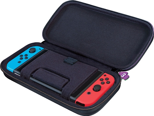 Custodia Switch nera, aperta, con console e controller all'interno.