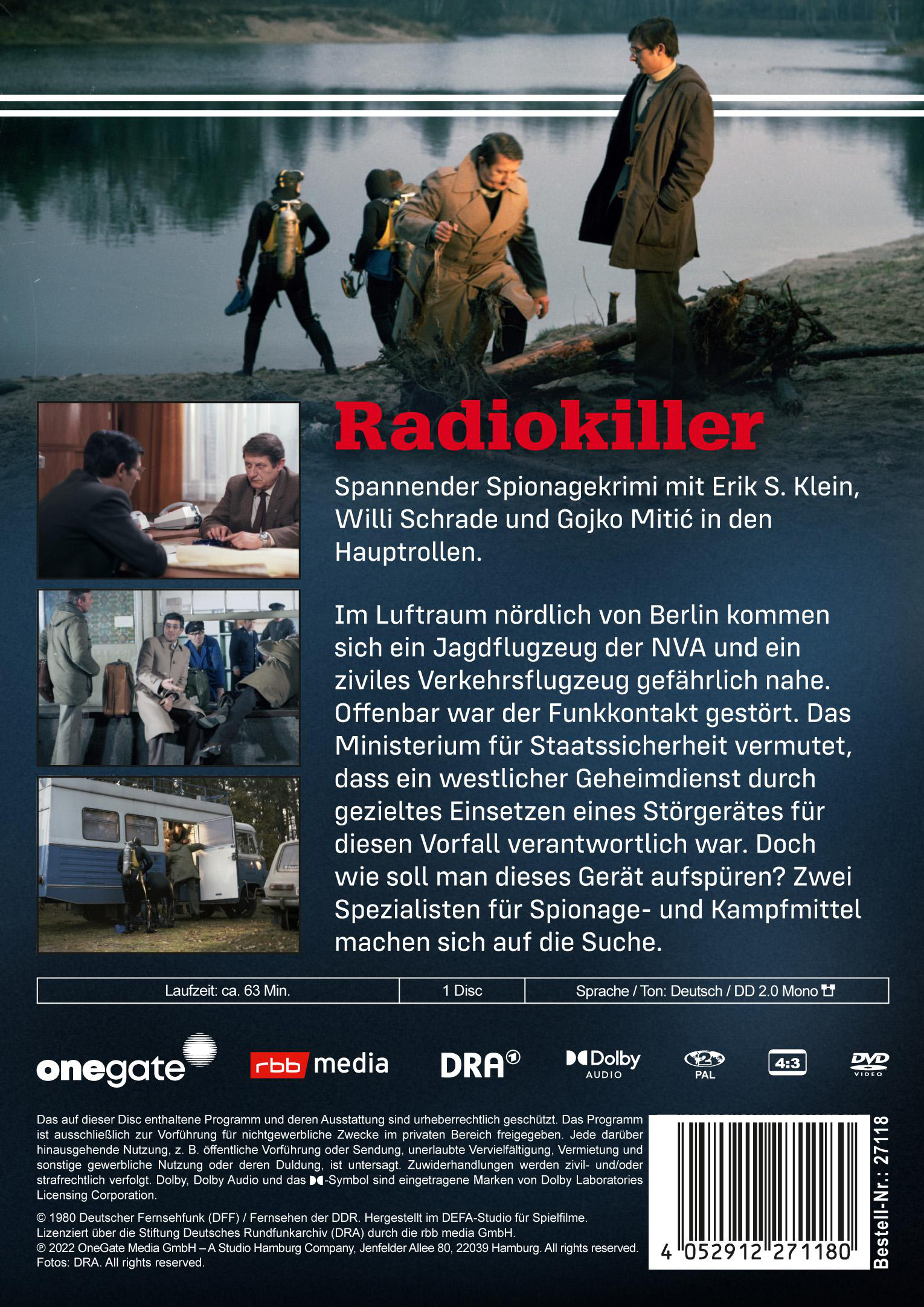 DVD-Hülle hinten mit Text und Bildern von Personen und einem Auto. Der Titel lautet 'Radiokiller'.