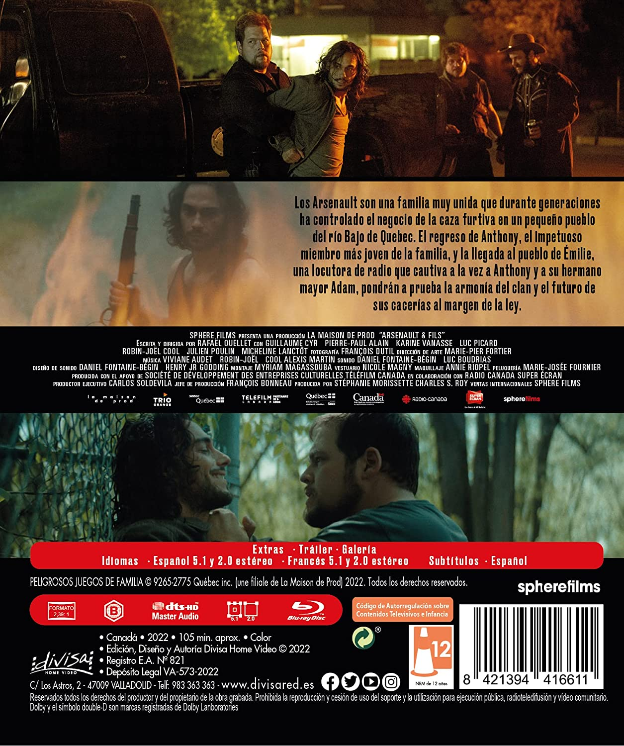 Portada de DVD de película con imagen oscura y texto en varios idiomas.