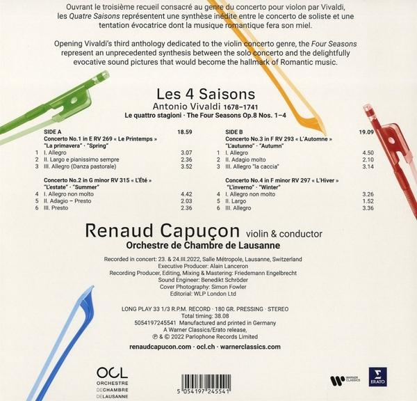 DIE VIOLINKONZERTE (Vinyl) JAHRESZEITEN Capucon OP.5 - Renaud/ocl & - VIER OP.