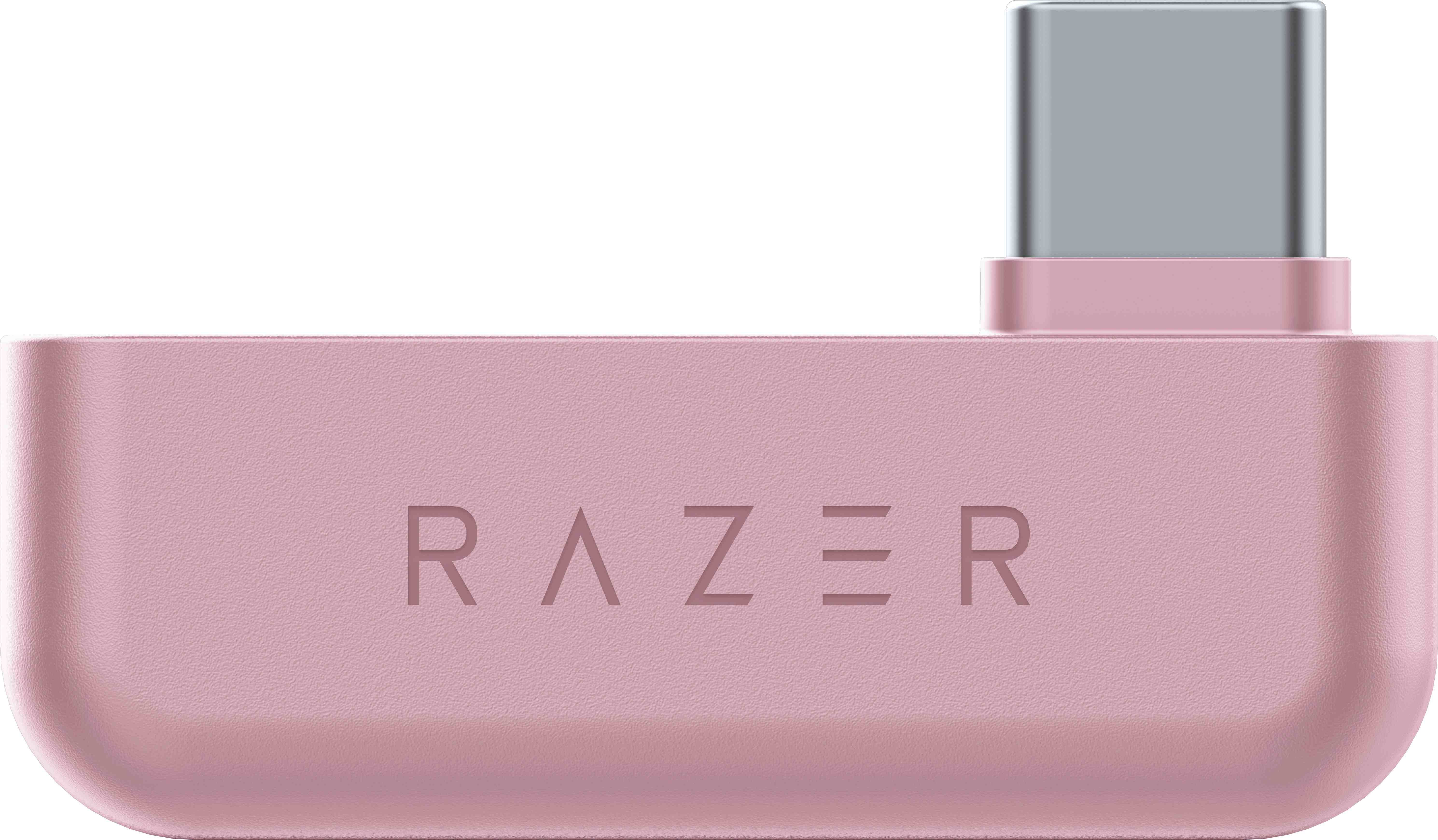Rosa Razer-Adapter mit USB-C-Anschluss.