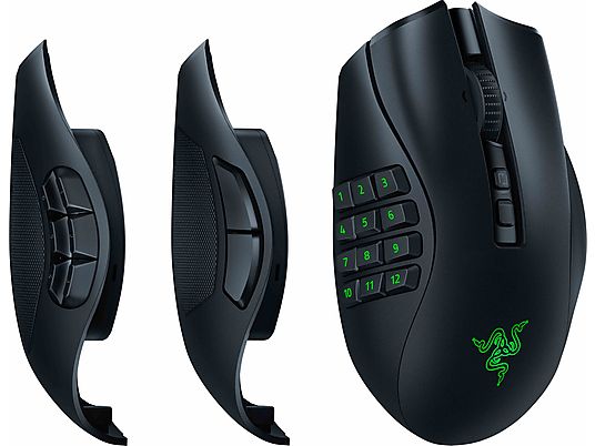 RAZER Naga V2 Pro - Gaming Mouse, Kabellos, Kabelgebunden, Optisch mit Leuchtdioden, 30000 dpi, Schwarz