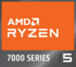 Logo AMD Ryzen 5, 7000 Series sur fond orange.
