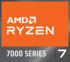 Logo AMD Ryzen 7, 7000 Series sur fond orange.