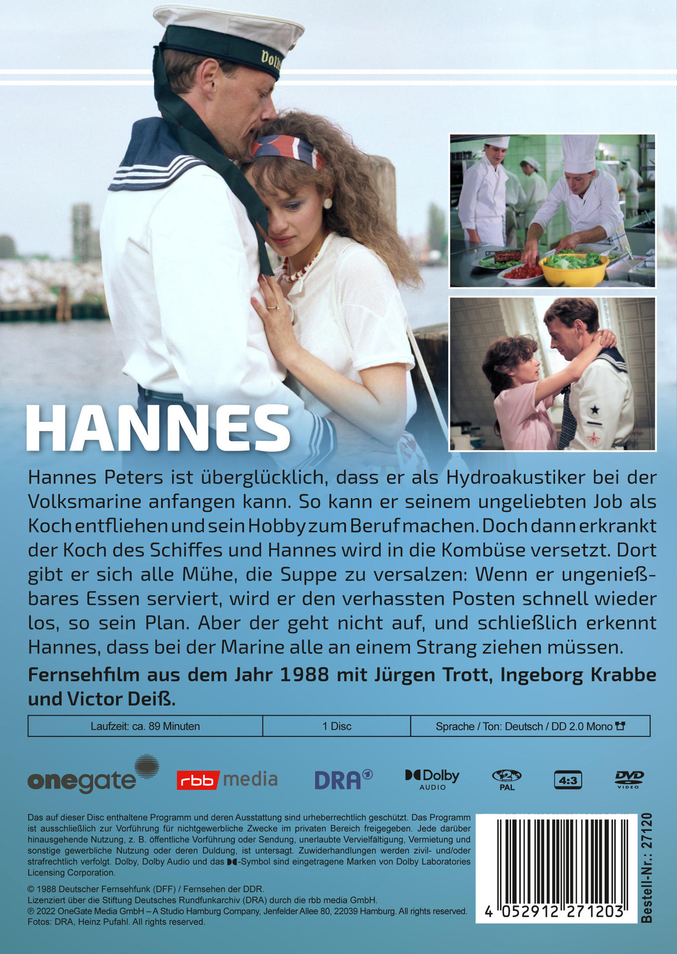 Ein Filmplakat für den Film Hannes, mit einem Seemann und einer Frau.
