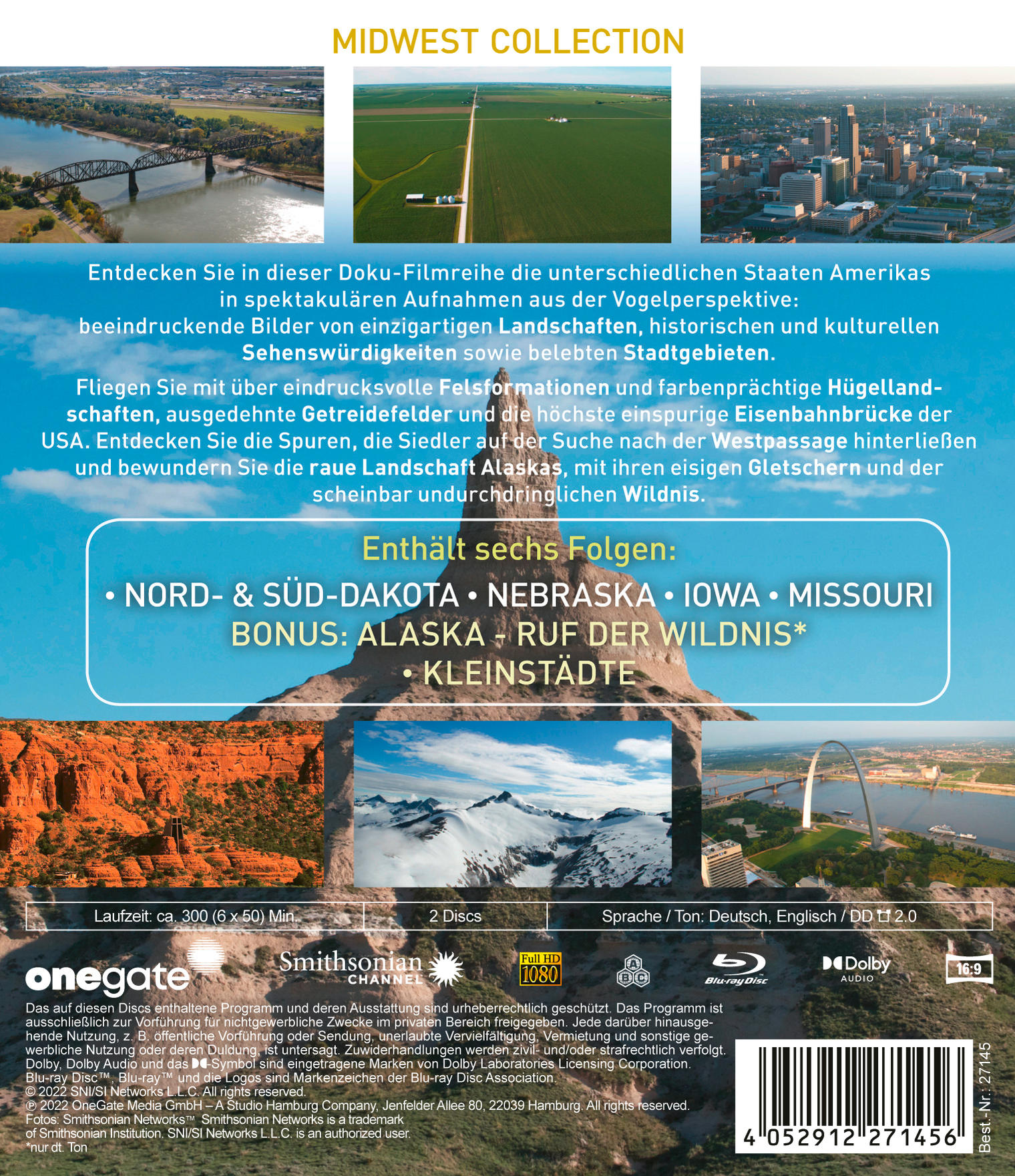 DVD-Hülle hinten, Midwest Collection mit Landschaftsbildern.