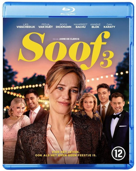 Couverture Blu-ray de 'Soof 3'. Une femme sourit. D'autres acteurs sont en arrière-plan. Le texte 'Soof 3' est jaune.