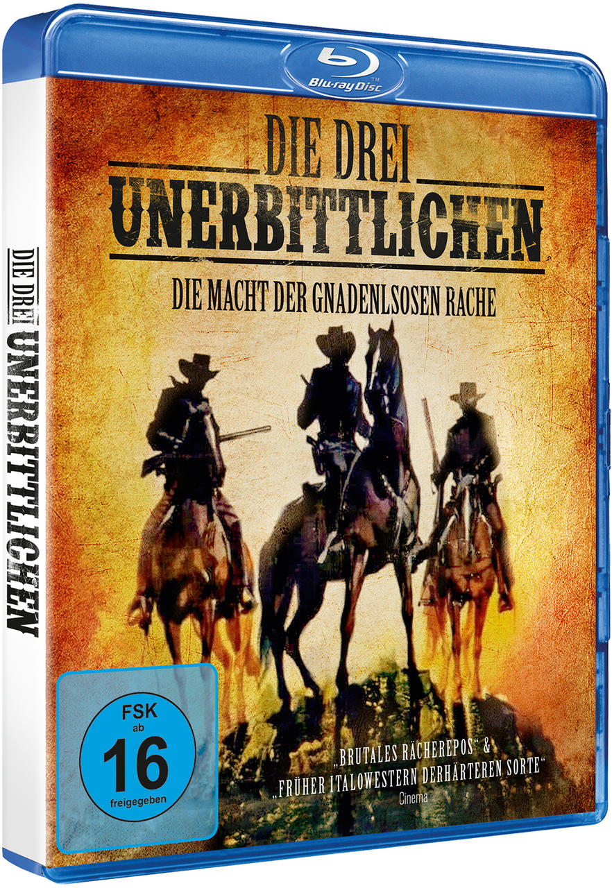 Blu-ray-Cover eines Westernfilms mit Cowboys auf Pferden.
