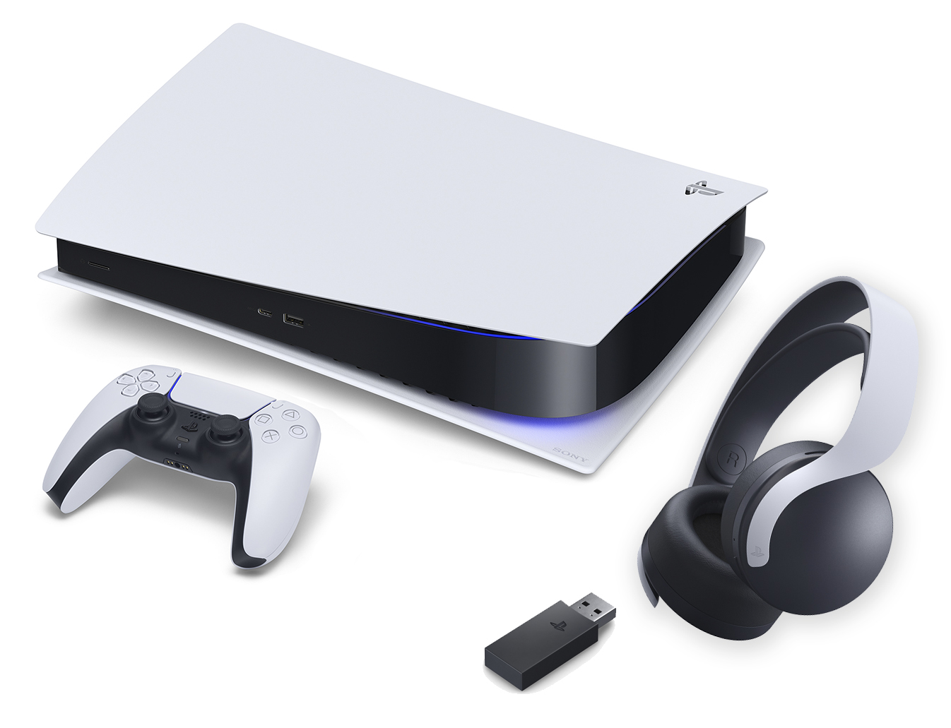 Consola - Sony PS5 Digital Edition C, 825 GB, Blanco + Auriculares Pulse 3D, Blancos