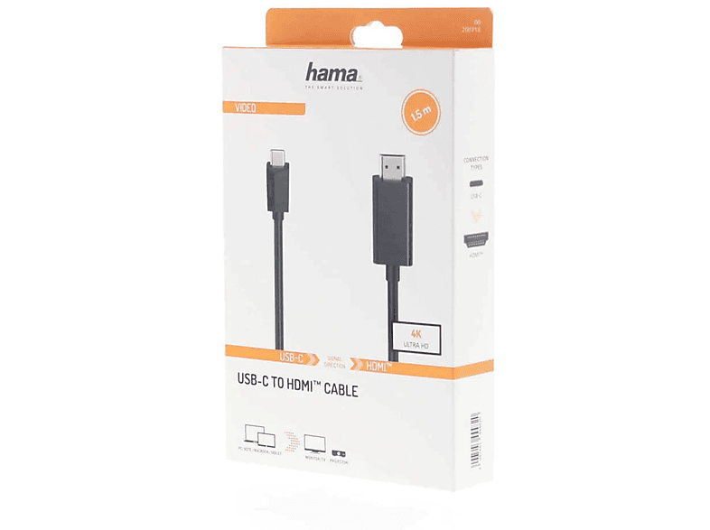 HAMA HM.200718 USB-C Plug - HDMI Plug Ultra-HD Görüntü Kablosu Siyah_1