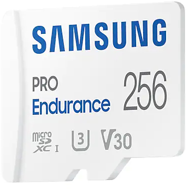 Samsung Pro Endurance 256GB microSD-kaart.